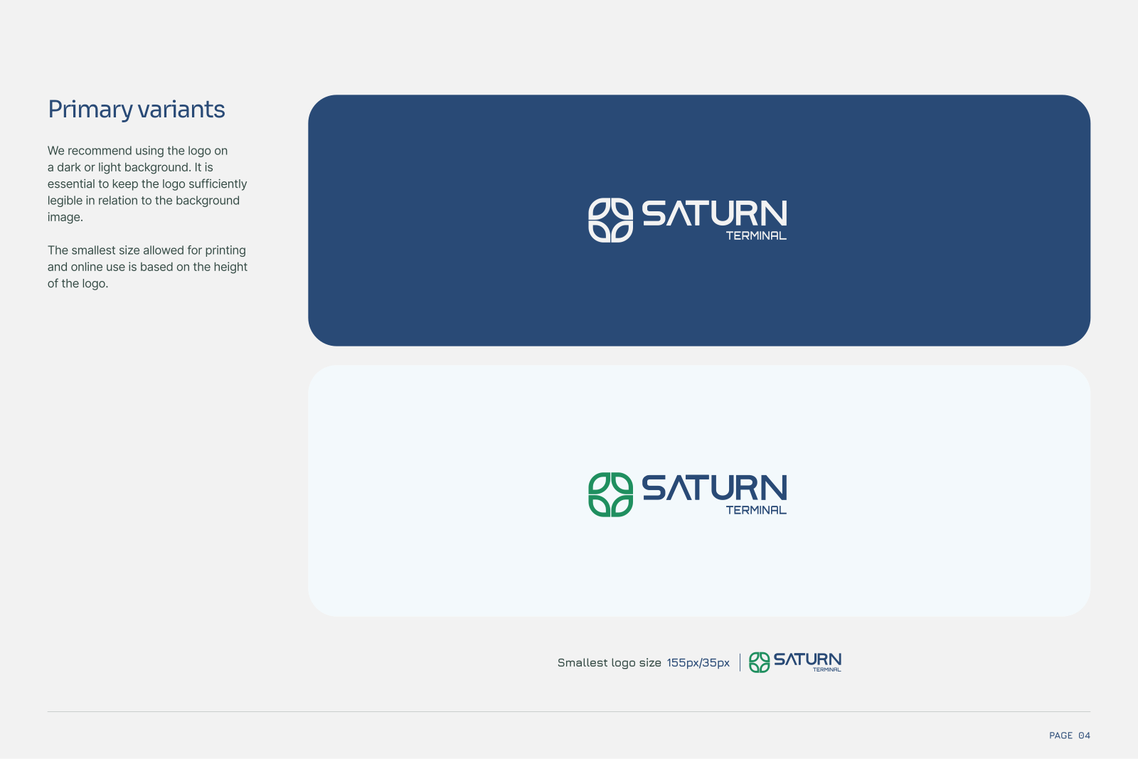 Saturn Terminal logo system and usage from the brand guidelines