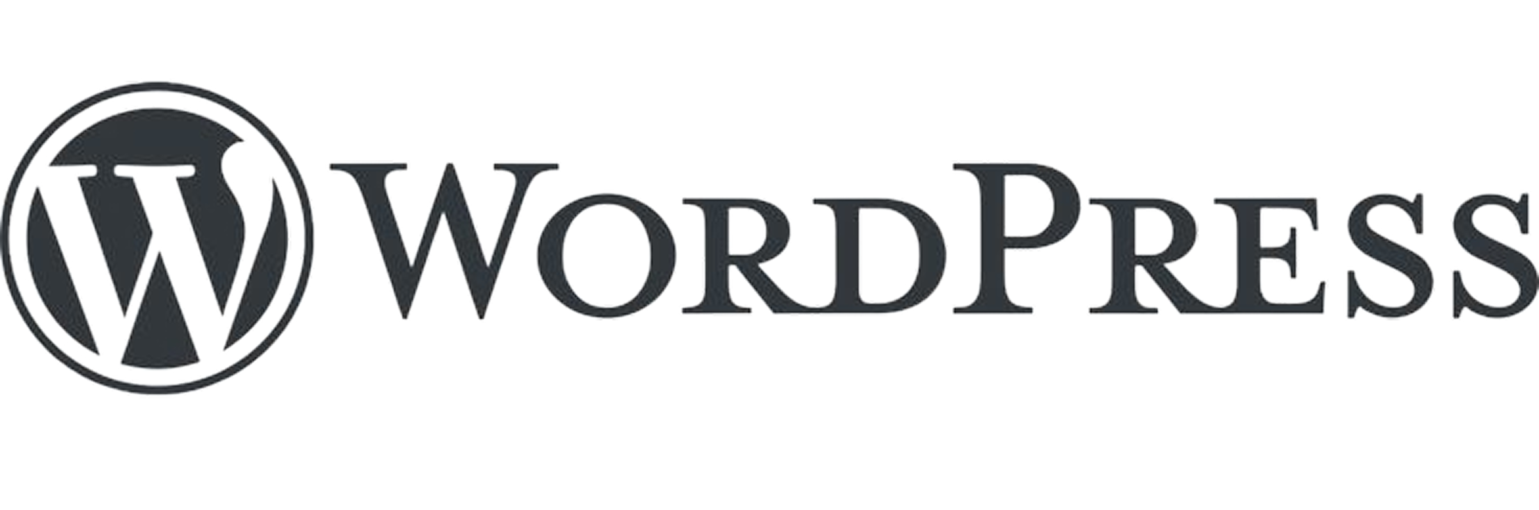 WordPress logo with stylized W inside a circle followed by the text 'WordPress'.
